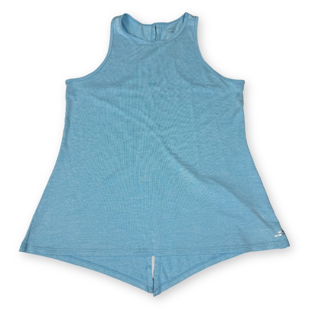 BCG Womens Blue Striped Racerback Split Back Activewear Tank Top Large 164829
